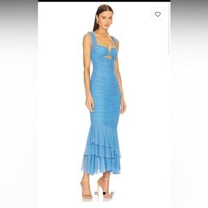 NWT x REVOLVE Michael Costello Hilary Gown MIDI mermaid strapless Pale Blue